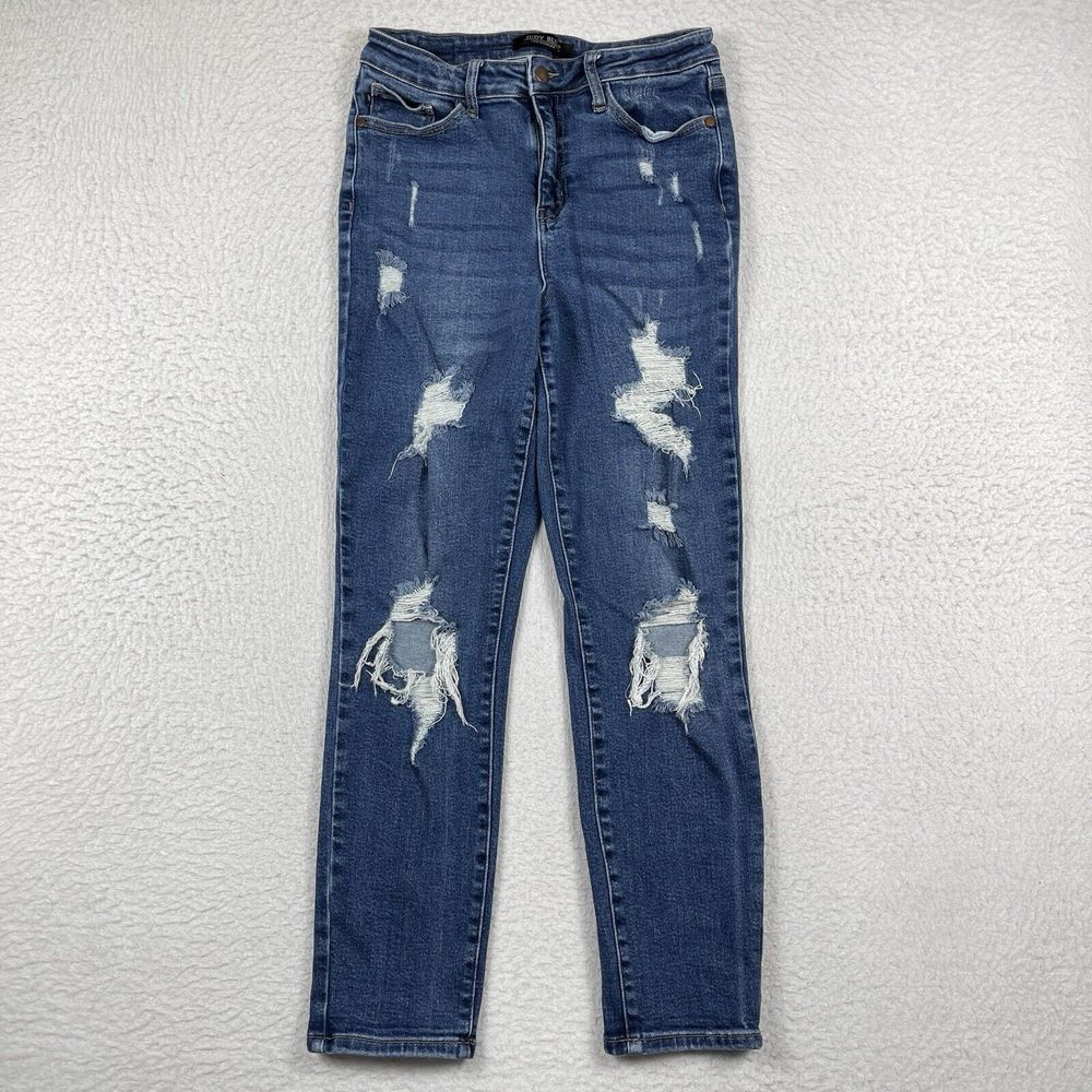 Judy‎ Blue Jeans Womens 7/28 Distressed Boyfriend Fit Casual Torn Denim Cowgirl